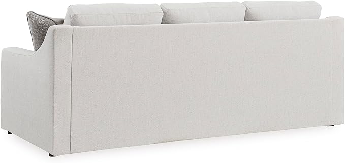 Signature Design by Ashley Maitelynn Contemporary Sofa with Accent Pillows, Reversible Cushions and Sloped Arms, Light Gray