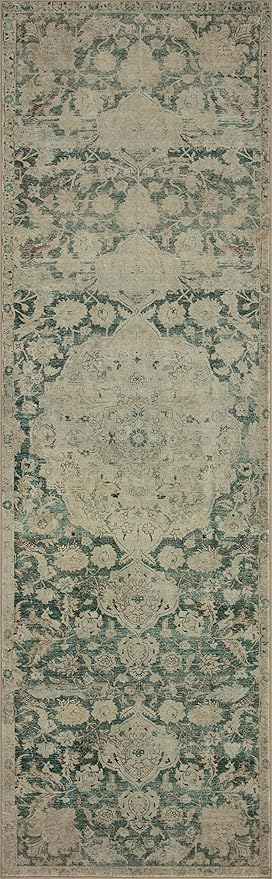 Loloi Magnolia Home by Joanna Gaines Sinclair Collection SIN-05 Jade/Sand 2'-3" x 11'-6", .25" Pile Height, Machine Washable, Runner Rug