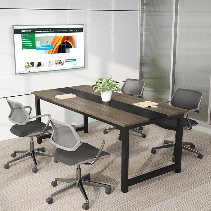 Tribesigns Modern Computer Desk, 70.8 x 31.5 inch Large Office Desk Computer Table Study Writing Desk Workstation for Home Office, Grey/Black