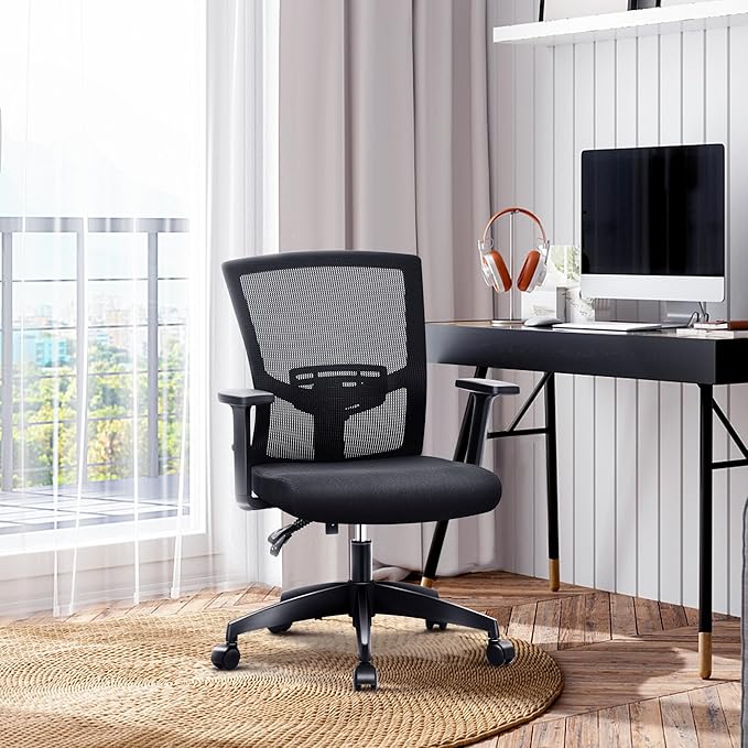 MAISON ARTS Mesh Office Chair Ergonomic Home Desk Chair Mid-Back Computer Task Chair with Breathable Mesh and Adjustable Armrests for Home Office