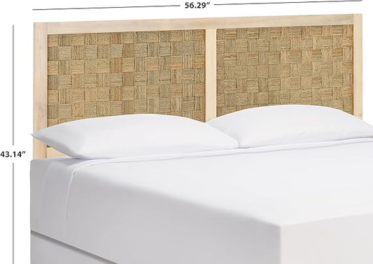 SAFAVIEH Home Collection Halvor Rattan King Size Headboard White Wash Frame & Natural Brown