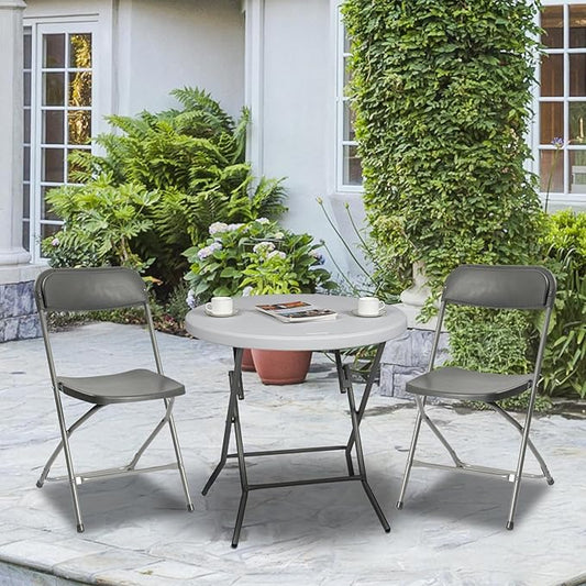 20 Pack Plastic Folding Chairs, Portable Party Chairs, Stackable Commercial Seats with Steel Frame for Home Office Wedding Party Indoor Outdoor Events Chairs, 350lbs Capacity,Gray
