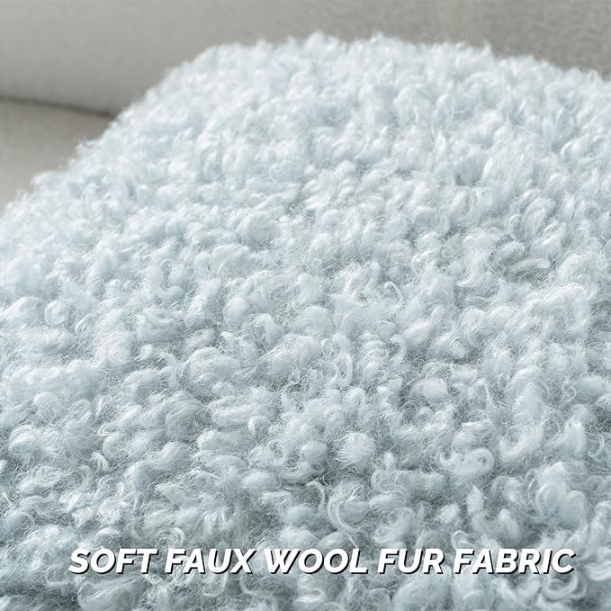 FUTEI Light Blue Decorative Throw Pillow Covers 18x18 Inch Set of 2,Soft Fluffy Faux Wool Fur Boucle Textured Cushion Case,Modern Home Decor for Couch Bed Living Room Office