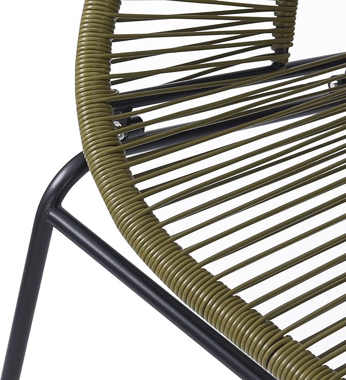 Christopher Knight Home Dessa 3 Piece Patio Furniture Set, Patio Wicker Accent Chair Set of 2 and Loveseat, Metal Frame 4 Seater Outdoor Papasan Lounge Chair Set, PE Rattan Outdoor Bistro Set, Green