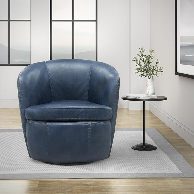 Parker Living Barolo - Vintage Navy 100% Italian Leather Swivel Club Chair