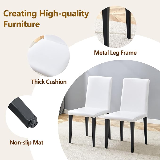Dining Table Set for 6,Dinner Table Set for 6,71'' Kitchen Table and PU Leather Chairs Set of 6,6 Chair Dining Table Set for Kitchen Dining Room