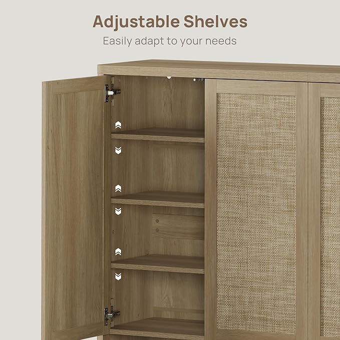 SICOTAS Rattan Shoe Storage Cabinet - Modular Shoe Cabinets with Door Tall Large Shoe Cabinet Storage for Entryway - 96.8" Wide Modular Cabinet for Hallway, Living Room