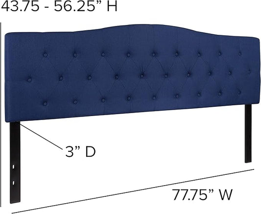 BizChair Tufted Upholstered King Size Headboard in Navy Fabric