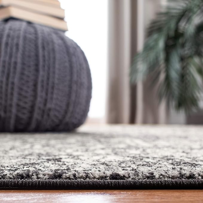 SAFAVIEH Evoke Collection 2'2" x 7' Black / Grey EVK256R Oriental Distressed Non-Shedding Living Room Entryway Foyer Hallway Bedroom Runner Rug