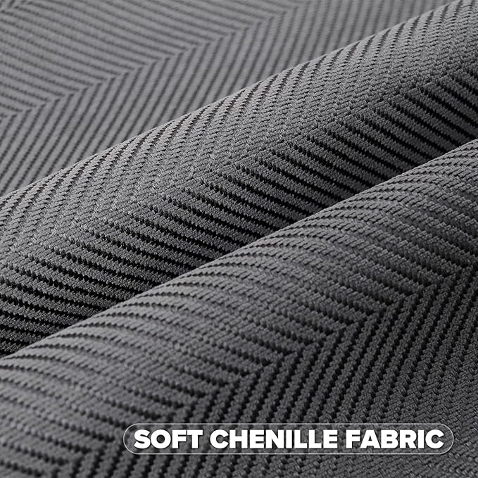 FUTEI Dark Grey Chenille Throw Pillow Covers 24x24 Inch Set of 2,Soft Wide Chevron Textured European Pillow Shams,Farmhouse Home Decor for Couch Bed Living Room
