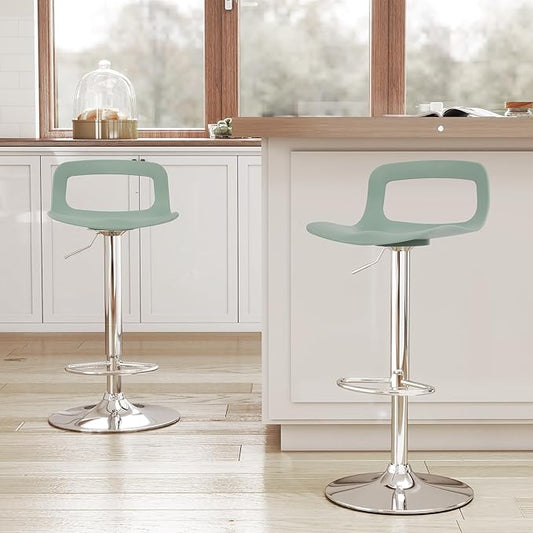 NOBPEINT Contemporary Chrome Air Lift Adjustable Swivel Bar Stool (6 Pieces, Mint Green)