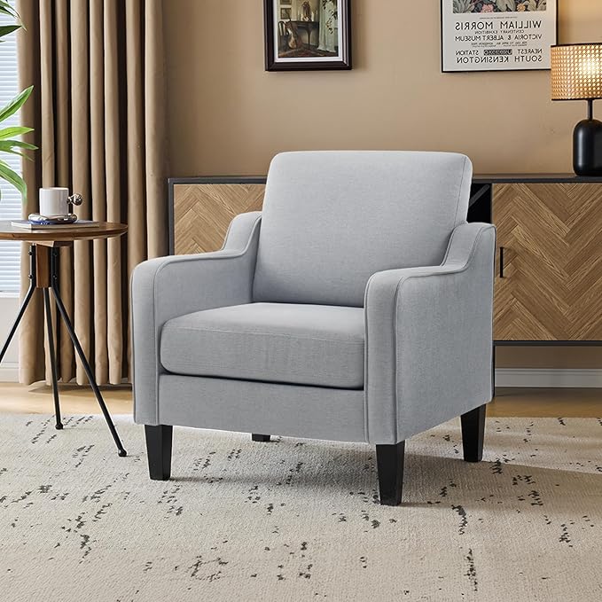 VINGLI Accent Chairs for Living Room, Line Comfy Upholstered Sofa Chair Mid Century Modern Armchair for Bedroom, Home Office, Small Spaces, Apartment
