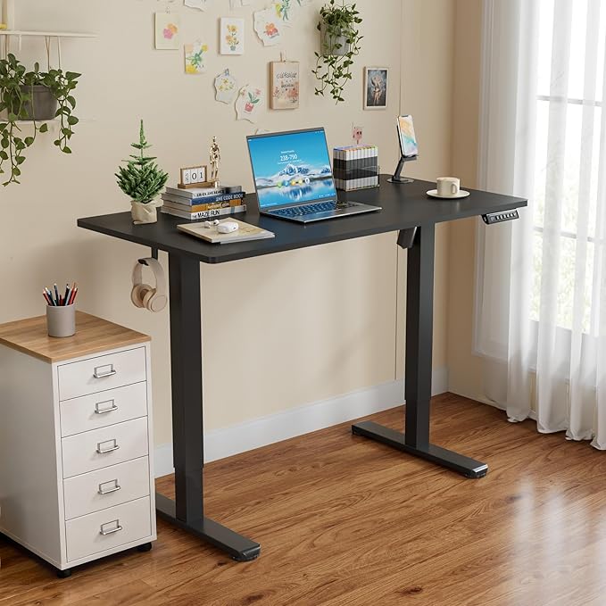 Homall Height Adjustable Electric Standing Desk, Memory Stand up Desk with Headphone Hook, Home Office Desks with Splice Board