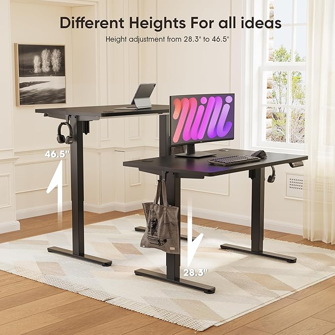 Monomi Standing Desk, 39.4‘’ Small Sit Stand up Height Adjustable Electric Standing Desk with 3 Memory Setting, Ergonomic Home Office Computer Desk, Black