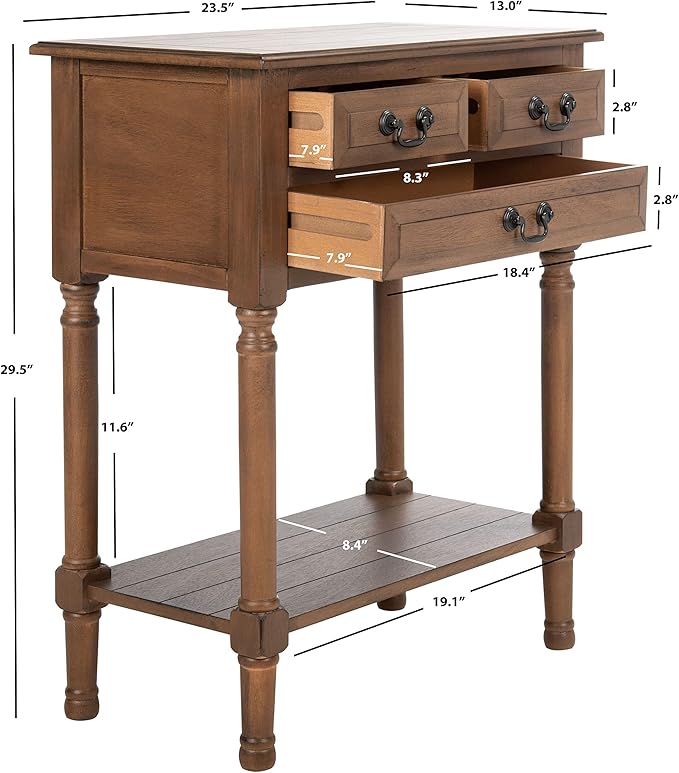 SAFAVIEH Home Collection Primrose Brown 3-Drawer Console Table