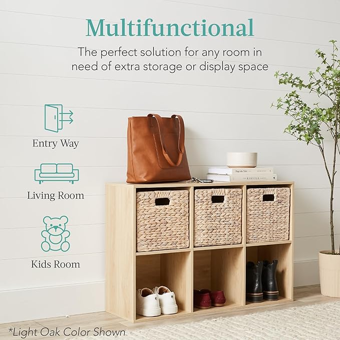 Best Choice Products 6-Cube Storage Organizer, 11in Shelf Opening, Bookcase, Display Shelf, Customizable w/ 3 Removable Back Panels – White