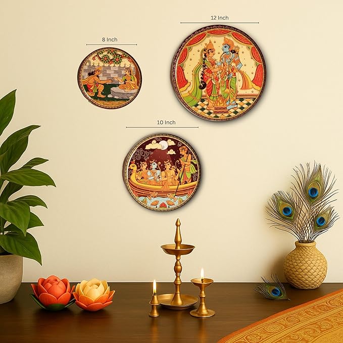 RITUALISTIC Ramayan Wall Plates for Home Decoration & living room | Metal Wall Décor | Devotional Gift | Wall Art | Wall showpiece | Home Décor Christmas Gift Items | Set of 3 plates