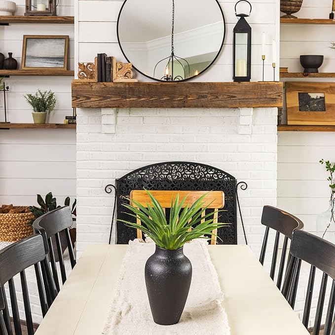 Succulents and Vase Black Textured Ceramic 10.5 Inch with Faux Aloe Plant 19 Inch Vases for Centerpieces Home Decor with Faux Aloevera Leaf Agave Plant in Decorative Vase for Entryway Decor