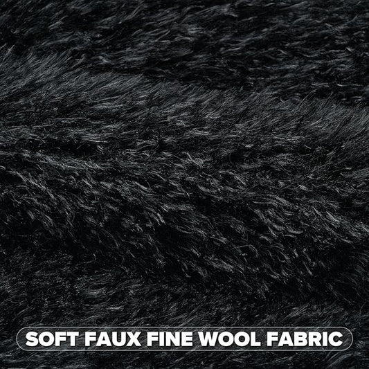 FUTEI Black Decorative Throw Pillow Covers 18x18 Inch Set of 2,Soft Cozy Faux Fine Wool Textured Cushion Case,Modern Home Luxury Decor for Couch Bed Living Room