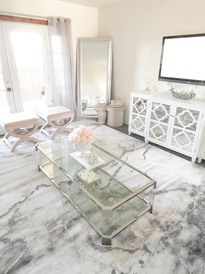 SAFAVIEH Craft Collection Area Rug - 10' Square, Grey & Silver, Modern Abstract Design, Non-Shedding & Easy Care, Ideal for High Traffic Areas in Living Room, Bedroom (CFT877G)