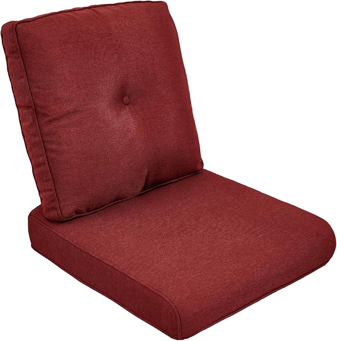 Outdoor Chair Cushion Set, 25 x 22.4 Deep Seat Cushion, Patio Chair Cushions for Outdoor, Include 1 Seat Cushion and 1 Back Cushion, Red