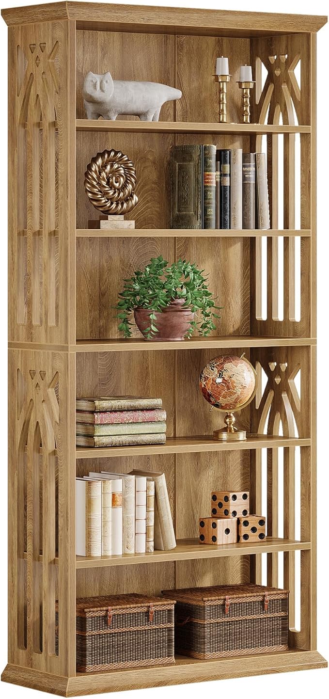Tribesigns 6-Tier Bookshelf, 75-Inch Tall Bookcase, Large Bookshelves and Bookcases Freestanding Display Shelves, Wood Book Shelf for Living Room, Home Office, Bedroom, Light Brown