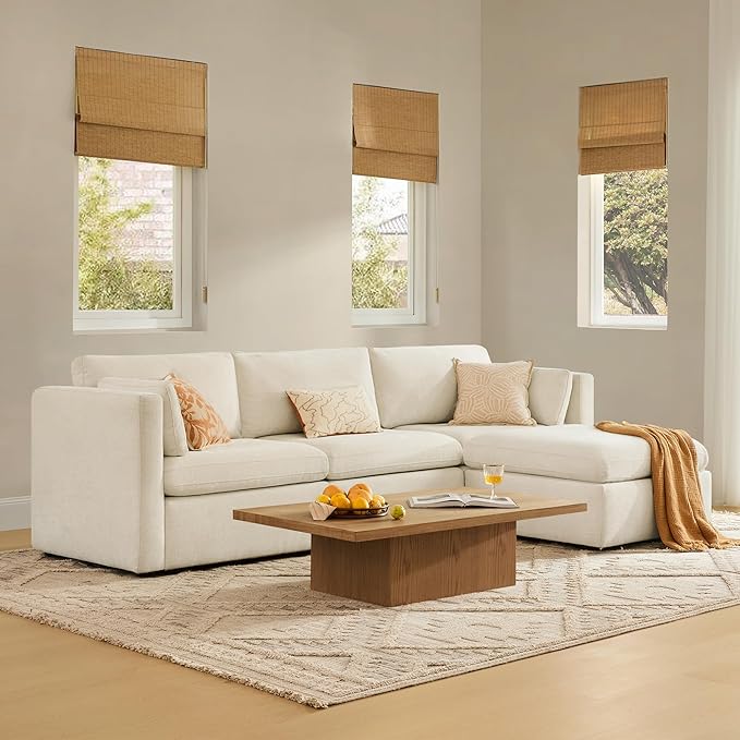 CHITA Oversized Modular Sectional Sofa, FSC Certified L Shaped Sectional Couches for Living Room, 112 inch Width,4 Seat Modular Sofa with Storage Ottoman, Linen