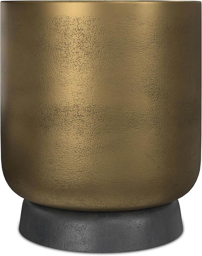 SIMPLIHOME Cody Metal Side Table in Antique Brass/Bronze, 16-inch Round, 18-inch Tall, Cast Aluminum Accent Table for Living Room, Bedroom, Office