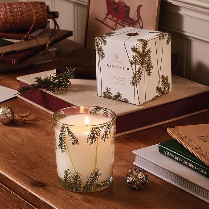 Thymes Frasier Fir Pine Needle Candle – Holiday Candles for Home Scented with Notes of Crisp Siberian Fir, Cedarwood & Sandalwood – Christmas Decor – Christmas Gifts for Women & Men (13 oz)