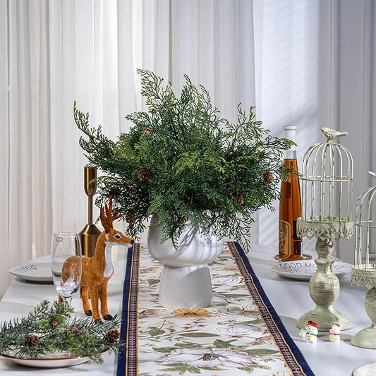 10PCS Artificial Pine Tree Branches, Green Pine Stem Real Touch Fake Greenery Green Plants Pine Needles DIY Accessories for Wreath Christmas and Home Garden Decor