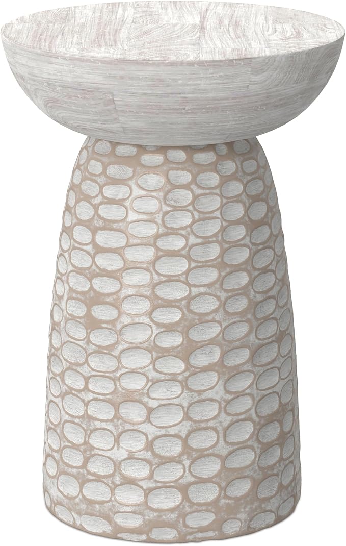 SIMPLIHOME Boyd 13-inch Wide Solid Mango End Table in White Wash, Contemporary-Style Accent Table for Living Room, Bedroom, or Family Room, Assembled