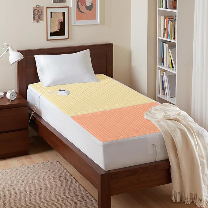 Serta Multi-Zone Heated Mattress Pad – Single Controller for Personalized Body & Foot Warmth, 10 Heat Settings, Auto Shut-Off, Soft Microfiber, Machine Washable, 15" Deep Pocket – Twin Size