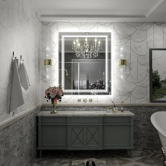 32x36 inch LED Mirror for Bathroom, Dimmable Illuminated Vanity Mirror with Lights, Anti-Fog, Backlit and Front Lights, Shatter-Proof, ETL Listed (Horizontal/Vertical)