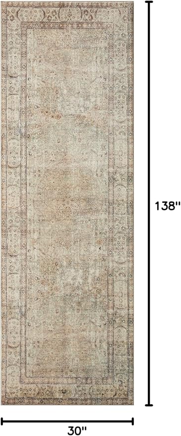 Loloi Margot Collection MAT-01 Antique/Sage 2'-6" x 11'-6" Runner Rug feat. CloudPile, No-Shed Easy Clean Large Patterned Area Rug for Living Room, Bedroom, Dining Area