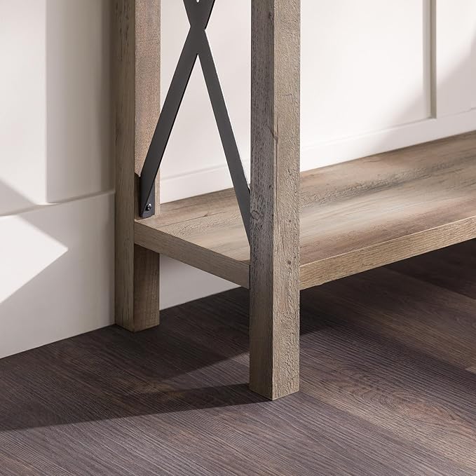 Walker Edison Sedalia Modern Farmhouse Metal X Entry Table, 46 Inch, Grey