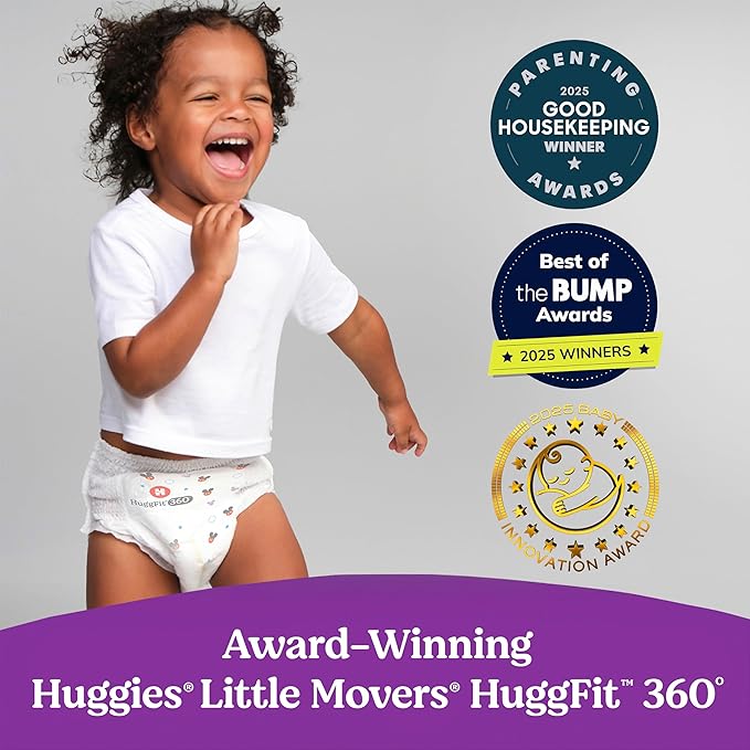 Huggies Size 7 Baby Diapers, Little Movers HuggFit 360° Baby Diapers with 360° Waistband, Size 7 (41+ lbs), 44 Count, Packaging May Vary