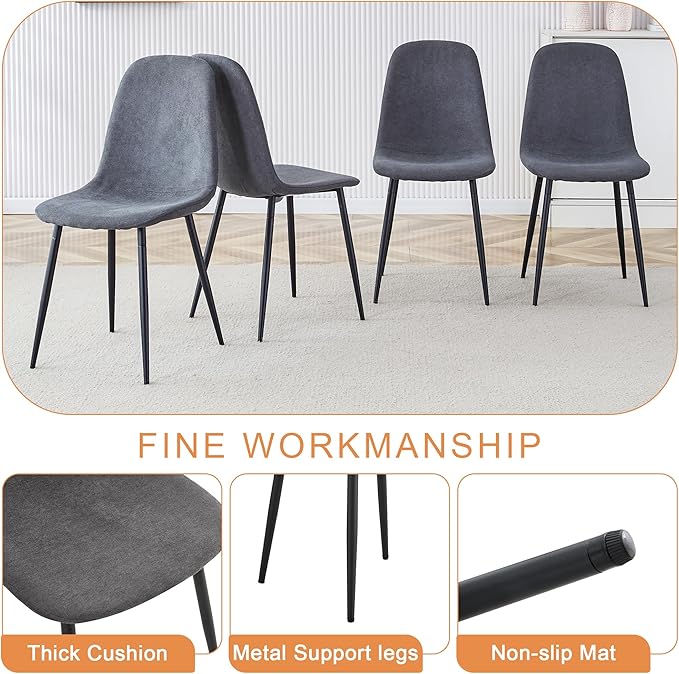 7 Piece Dining Table Set,Dinner Table Set for 6,55'' Kitchen Table and PU Leather Chairs Set of 6,6 Chair Dining Table Set for Kitchen Dining Room