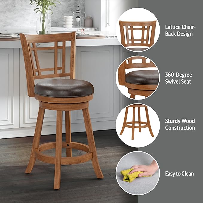 Hillsdale Fairfox 24.5" Wood Swivel Counter Height Stool, Oak