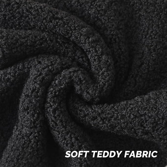 FUTEI Black Throw Pillow Covers 18x18 Inch Set of 2,Furry Faux Fur Teddy Boucle Textured Cushion Covers,Soft Fluffy Decorative Pillow Case,Home Decor for Couch Bed Living Room Office Car