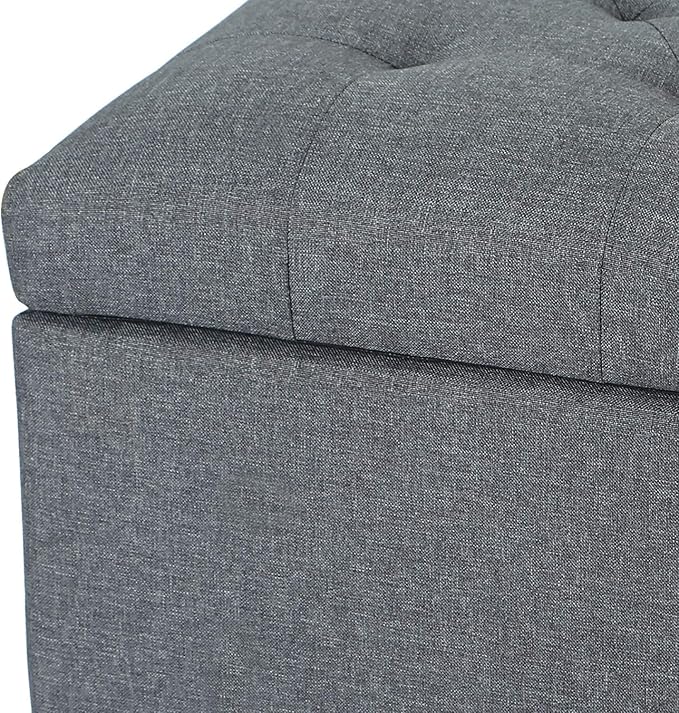 Joveco Storage Ottoman Bench Rectangular Fabric Organization Foot Rest, 24 Inch Modern Tufted Bedroom Foot Stool and Seat for Entryway, Bedroom, Living Room