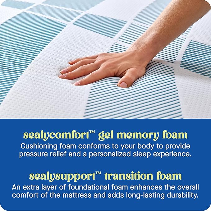 Sealy Dreamlife 12” Foam Mattress-in-a-Box, Queen, SealyComfort Gel Memory Foam, SealySupport Transition Foam, Surface-Guard Technology