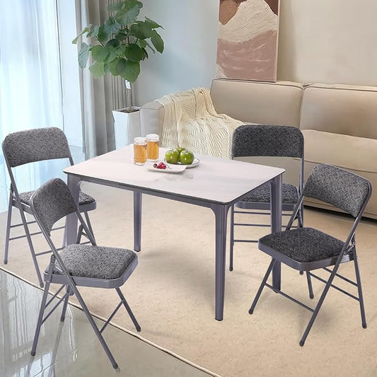 2 Pack Folding Chairs with Fabric Padded Cushion and Back, Commercial Grade Metal Chairs with Comfortable Fabric Cushion for Home and Office, for Indoor and Outdoor Events (2, Gray-Fabric)