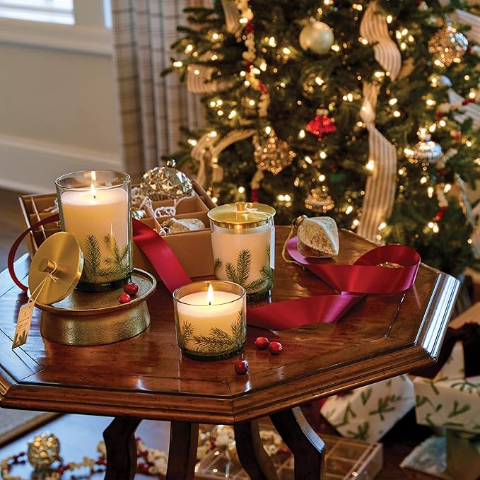 Thymes Frasier Fir Candle - Heritage Pine Needle Luminary Scented Candles - Elegant Pine Candle - Crisp Siberian Fir, Cedarwood & Sandalwood - Holiday Candles - Christmas Decor (Large, 16 oz)