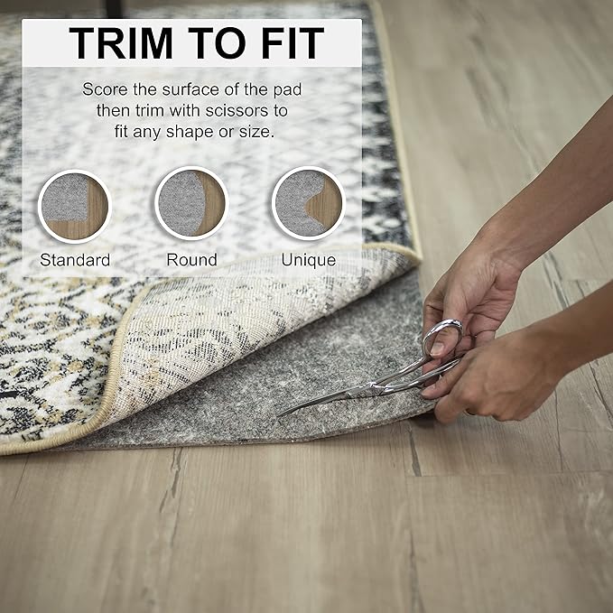 Mohawk Home 2' x 20' Non Slip Rug Pad Gripper 1/2 Thick Dual Surface Felt + Rubber Gripper - Safe for All Floors