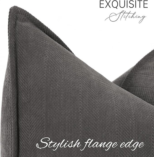 ZWJD Rustic Gray Pillow Covers 18x18 Set of 2 Chenille Throw Pillow Covers with Elegant Design Soft and Luxurious Decorative Throw Pillows for Couch, Bed, and Home Decor