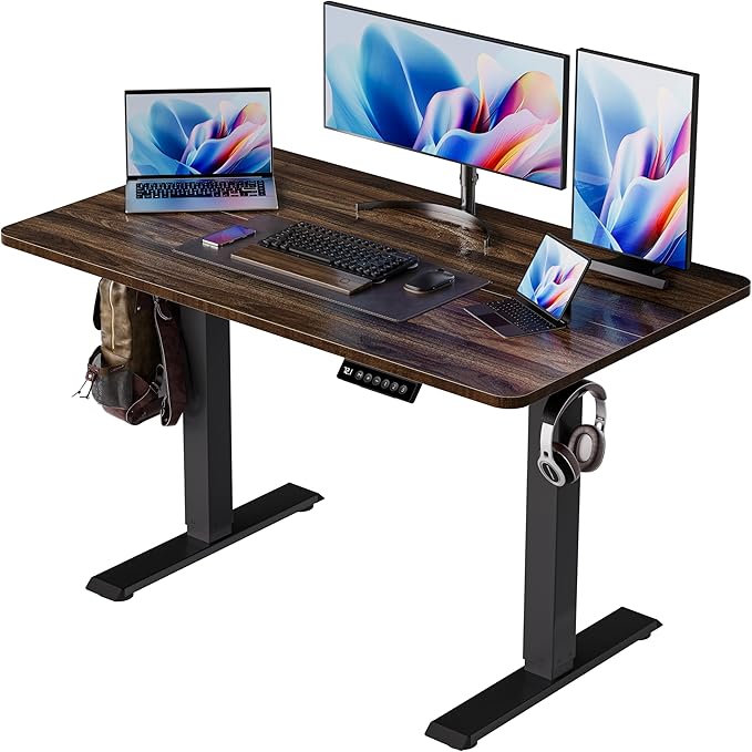 BIZUM 40x24 Inch Electric Standing Desk with Memory Presets, Quiet Motor Height Adjustable Stand Up Desk for Home Office & Gaming, Ergonomic Sit Stand Workstation,Walnut