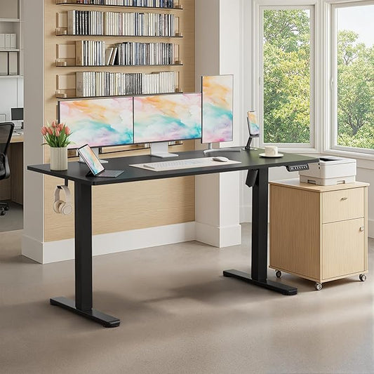 Homall Height Adjustable Electric Standing Desk, Memory Stand up Desk with Headphone Hook, Home Office Desks with Splice Board
