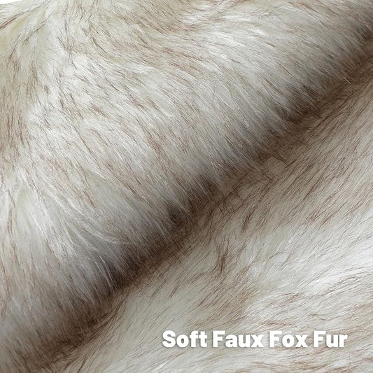 FUTEI Coffee White Decorative Throw Pillow Covers 18x18 Inch Set of 2,Soft Fluffy Faux Fox Fur Textured Cushion Case,Modern Home Decor for Couch Living Room