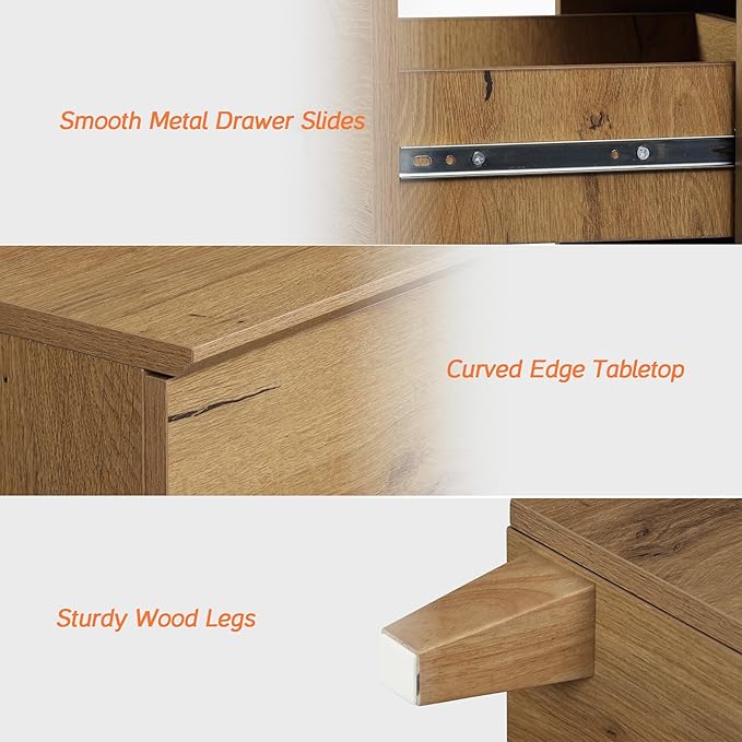 WAMPAT 6-Drawer Kids Dresser for Bedroom, 2-in-1 Modern Large Chest of Drawers with Black Knobs, 71 Inch Wide Oak Brown Wood Children Dresser for Baby Room, Nursery