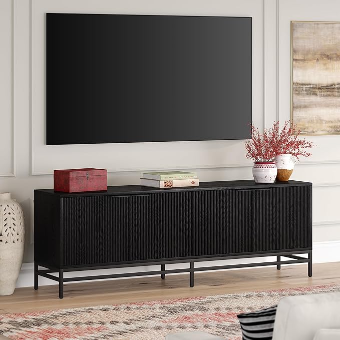 Henn&Hart Montello TV Stand, 70" Wide, Black